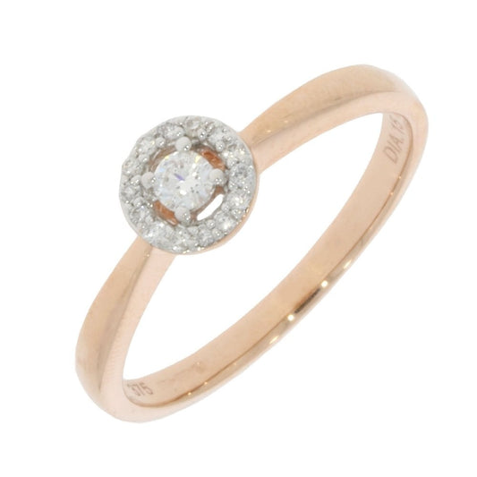 9CT ROSE GOLD HALO STYLE DIAMOND RING WITH 0.15CT DIAMOND