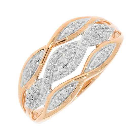 9CT ROSE GOLD PAVE DIAMOND OPEN DESIGN RING 0.15CT