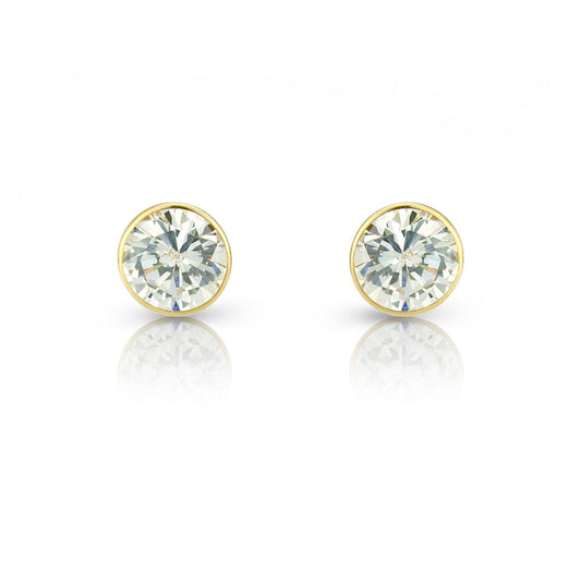 9CT ROUND RUBOVER CUBIC ZIRCONIA STUD EARRINGS