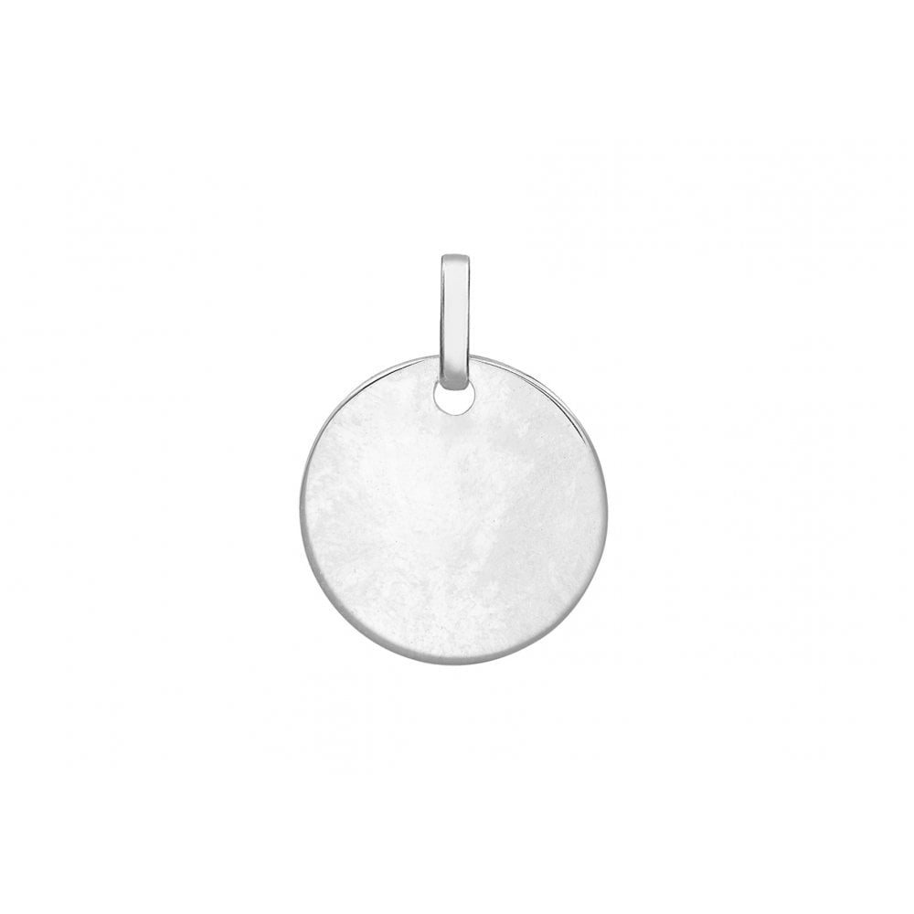 9CT WHITE GOLD 14MM ROUND DISC PENDANT