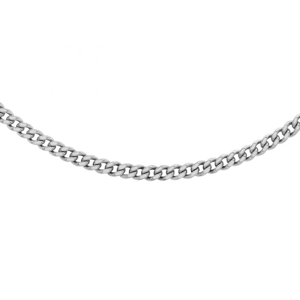 9CT WHITE GOLD 20 DIAMOND CUT CURB CHAIN 46CM/18"