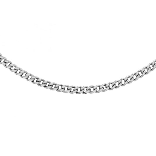 9CT WHITE GOLD 20 DIAMOND CUT CURB CHAIN 46CM/18"