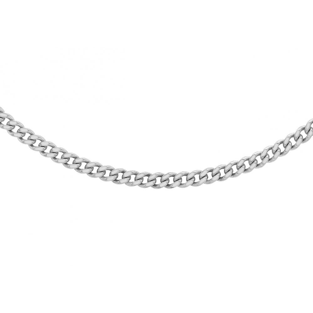 9CT WHITE GOLD 25 DIAMOND CUT CURB CHAIN