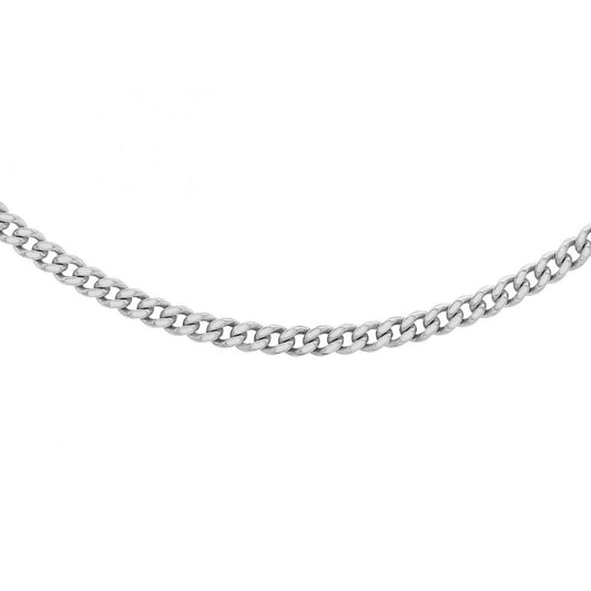 9CT WHITE GOLD 25 DIAMOND CUT CURB CHAIN