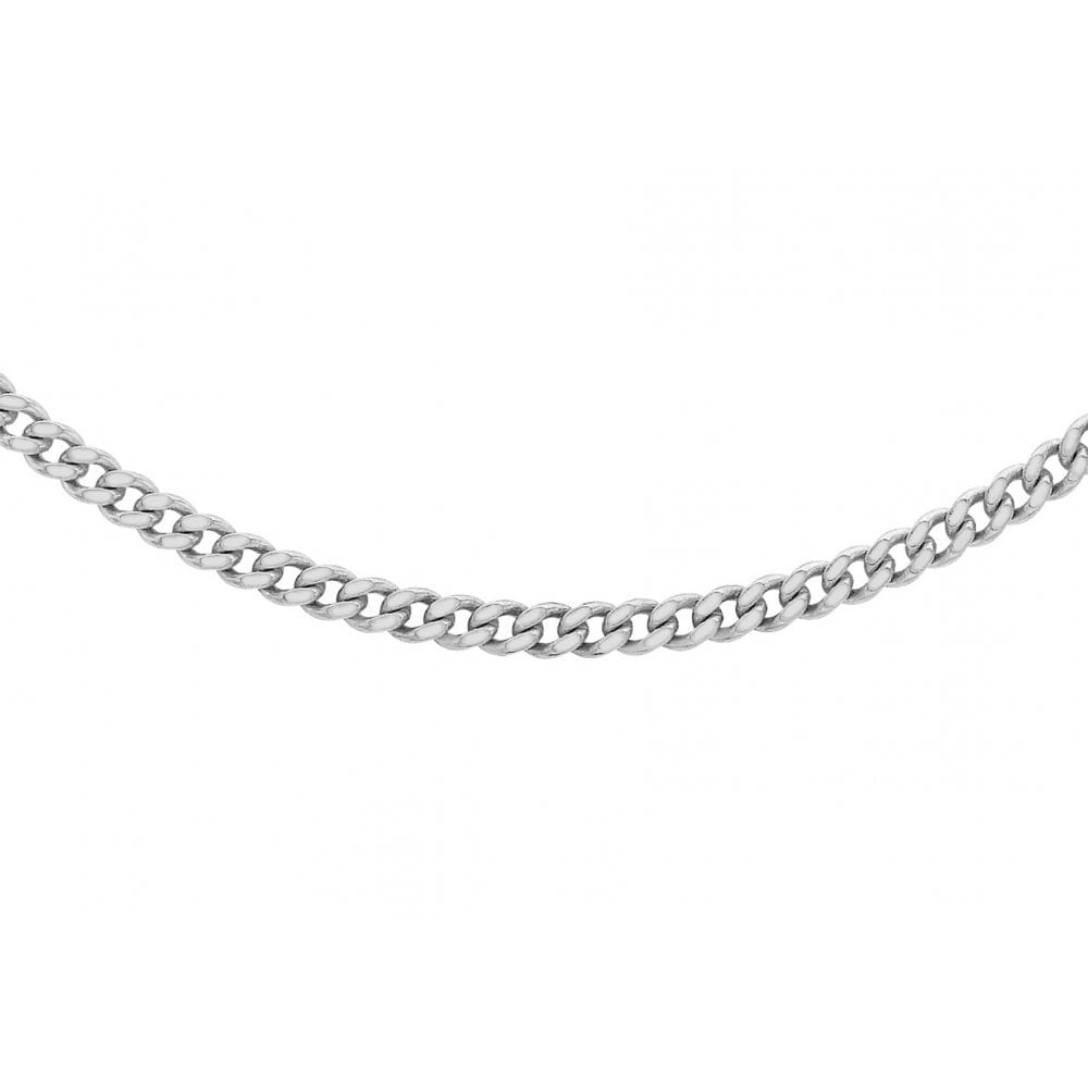 9CT WHITE GOLD 30 DIAMOND CUT CURB CHAIN 41CM/16"-46CM/18"