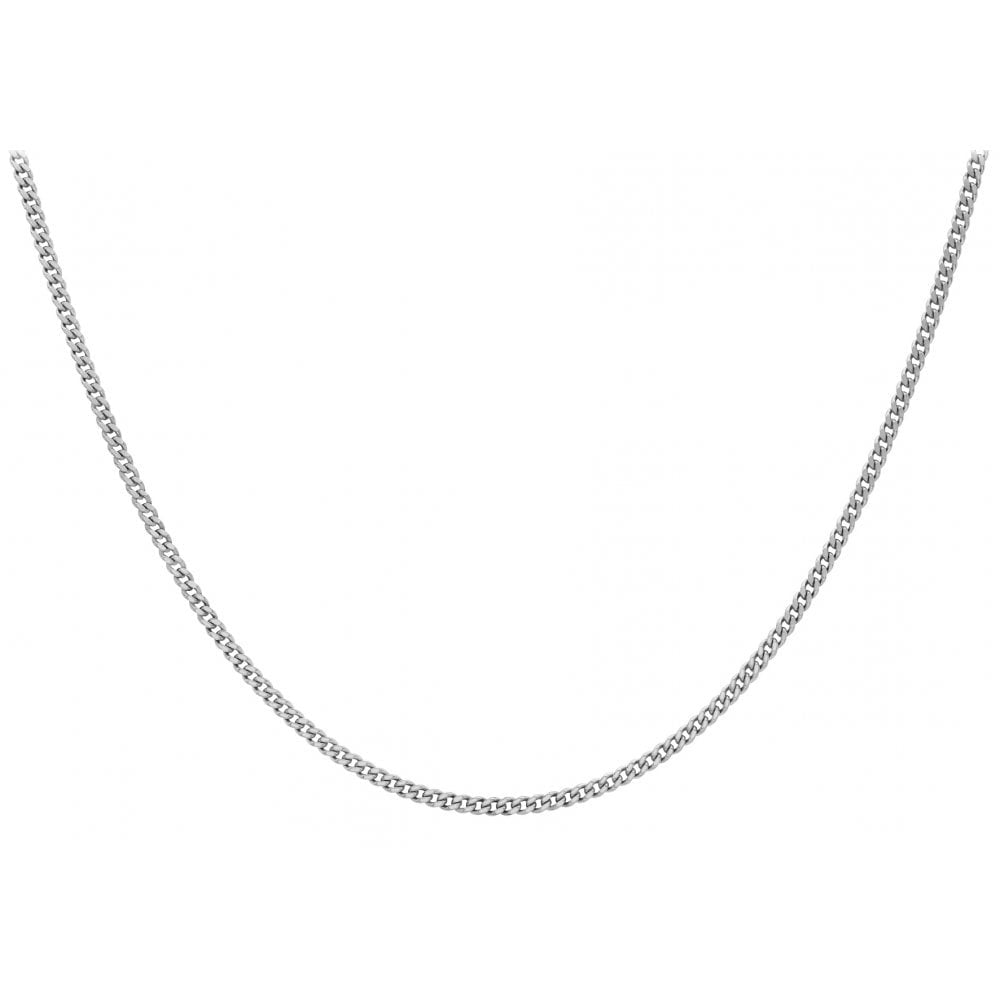 9CT WHITE GOLD 30 DIAMOND CUT CURB CHAIN 41CM/16"-46CM/18"