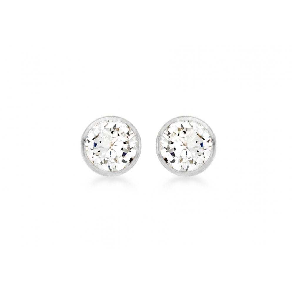 9CT WHITE GOLD 4MM CZ 4.3MM ROUND STUD EARRINGS