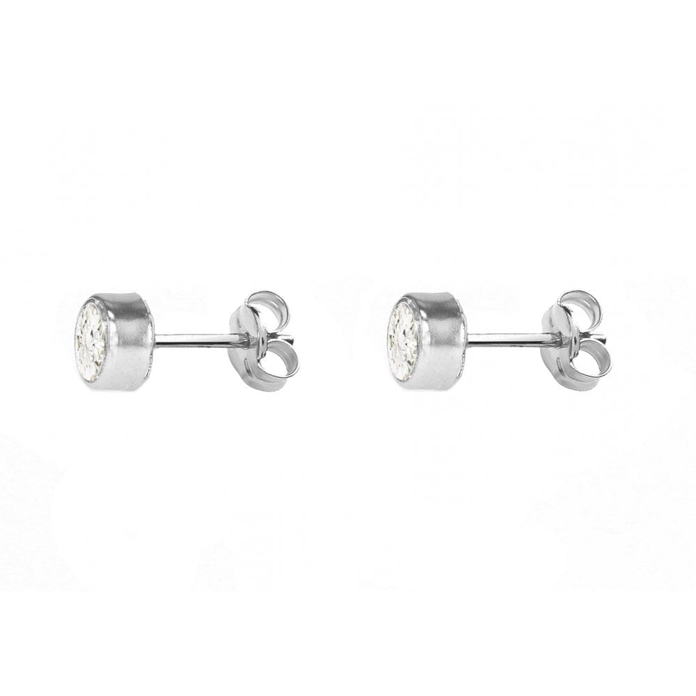 9CT WHITE GOLD 4MM CZ 4.3MM ROUND STUD EARRINGS