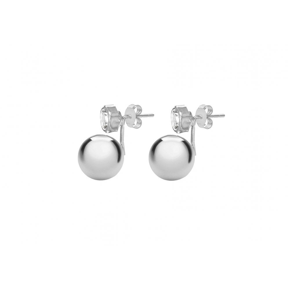 9CT WHITE GOLD 5MM CZ AND 9MM BALL DROP EARRINGS