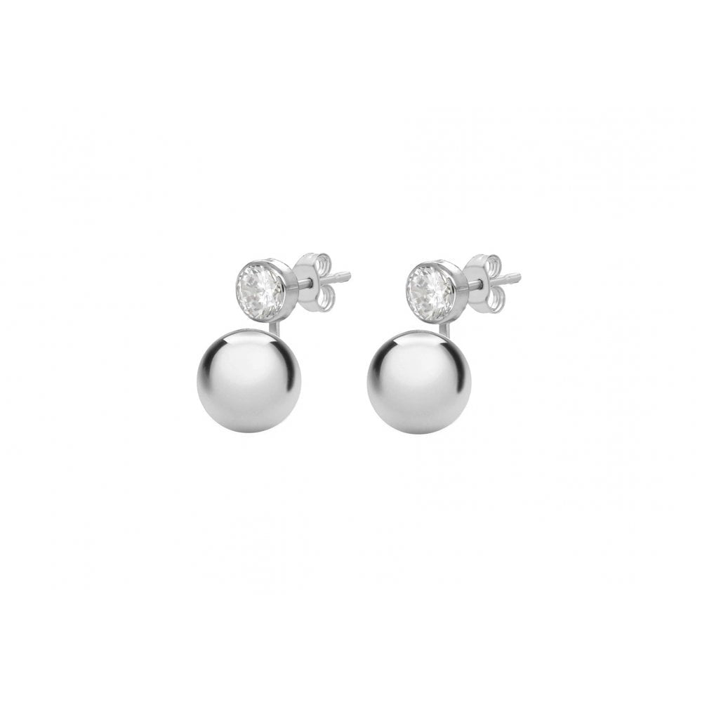 9CT WHITE GOLD 5MM CZ AND 9MM BALL DROP EARRINGS