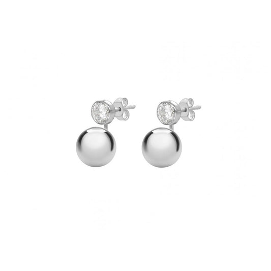 9CT WHITE GOLD 5MM CZ AND 9MM BALL DROP EARRINGS