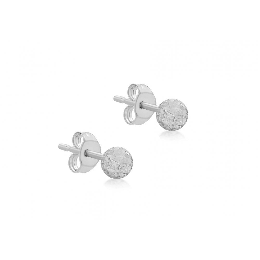 9CT WHITE GOLD 6MM DIAMOND CUT BALL STUD EARRINGS