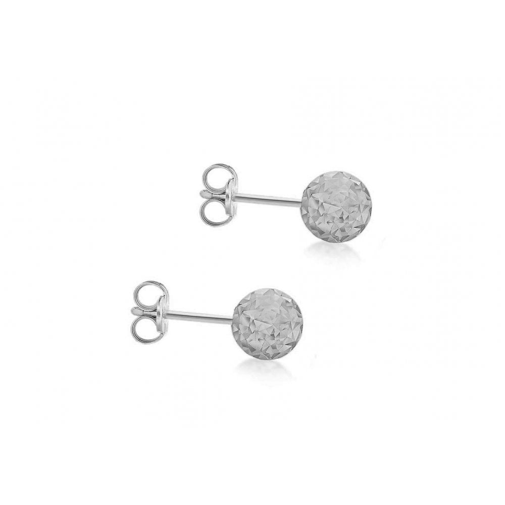 9CT WHITE GOLD 6MM DIAMOND CUT BALL STUD EARRINGS