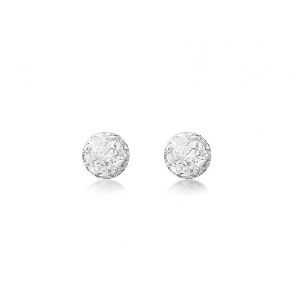 9CT WHITE GOLD 6MM DIAMOND CUT BALL STUD EARRINGS