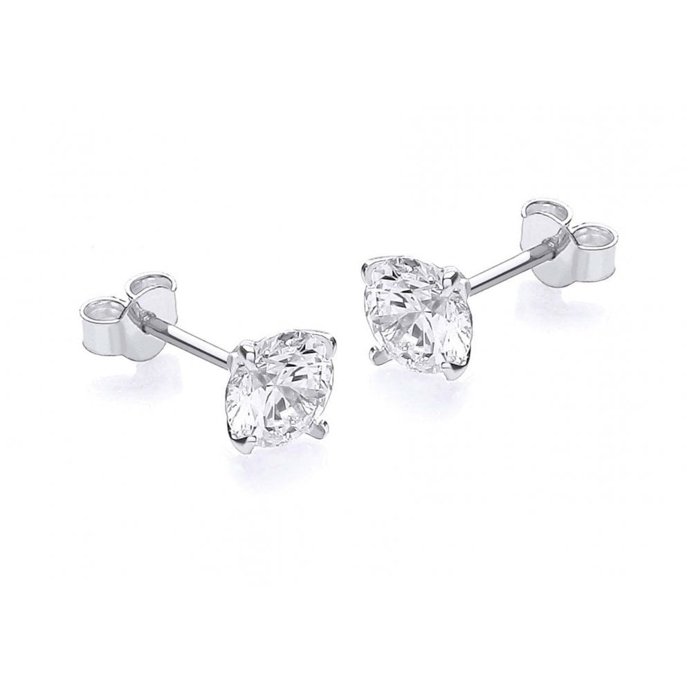 9CT WHITE GOLD 6MM ROUND CZ STUD EARRINGS