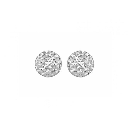 9CT WHITE GOLD 7.7MM DIAMOND CUT PYRAMID BUTTON STUD EARRINGS