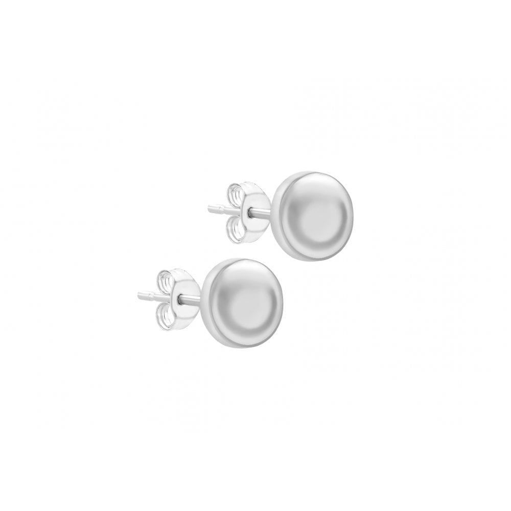 9CT WHITE GOLD 7MM BUTTON STUD EARRINGS