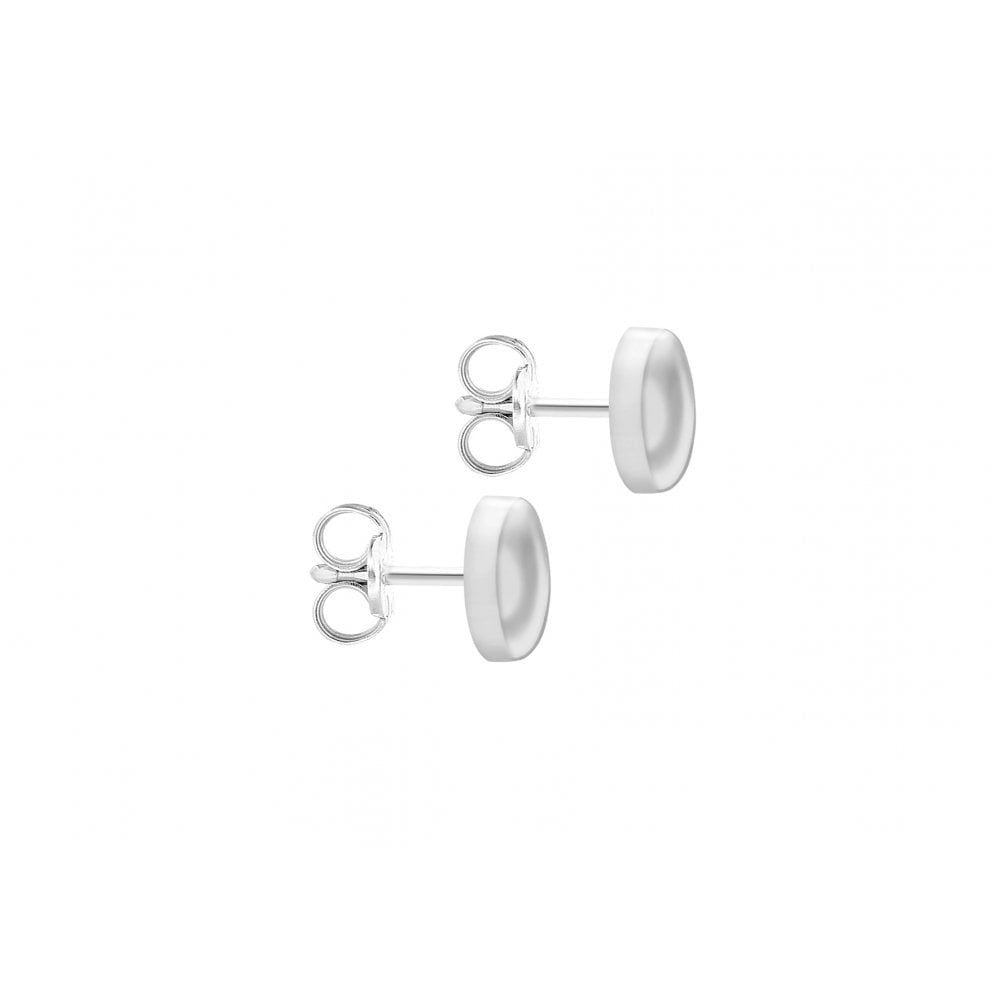 9CT WHITE GOLD 7MM BUTTON STUD EARRINGS