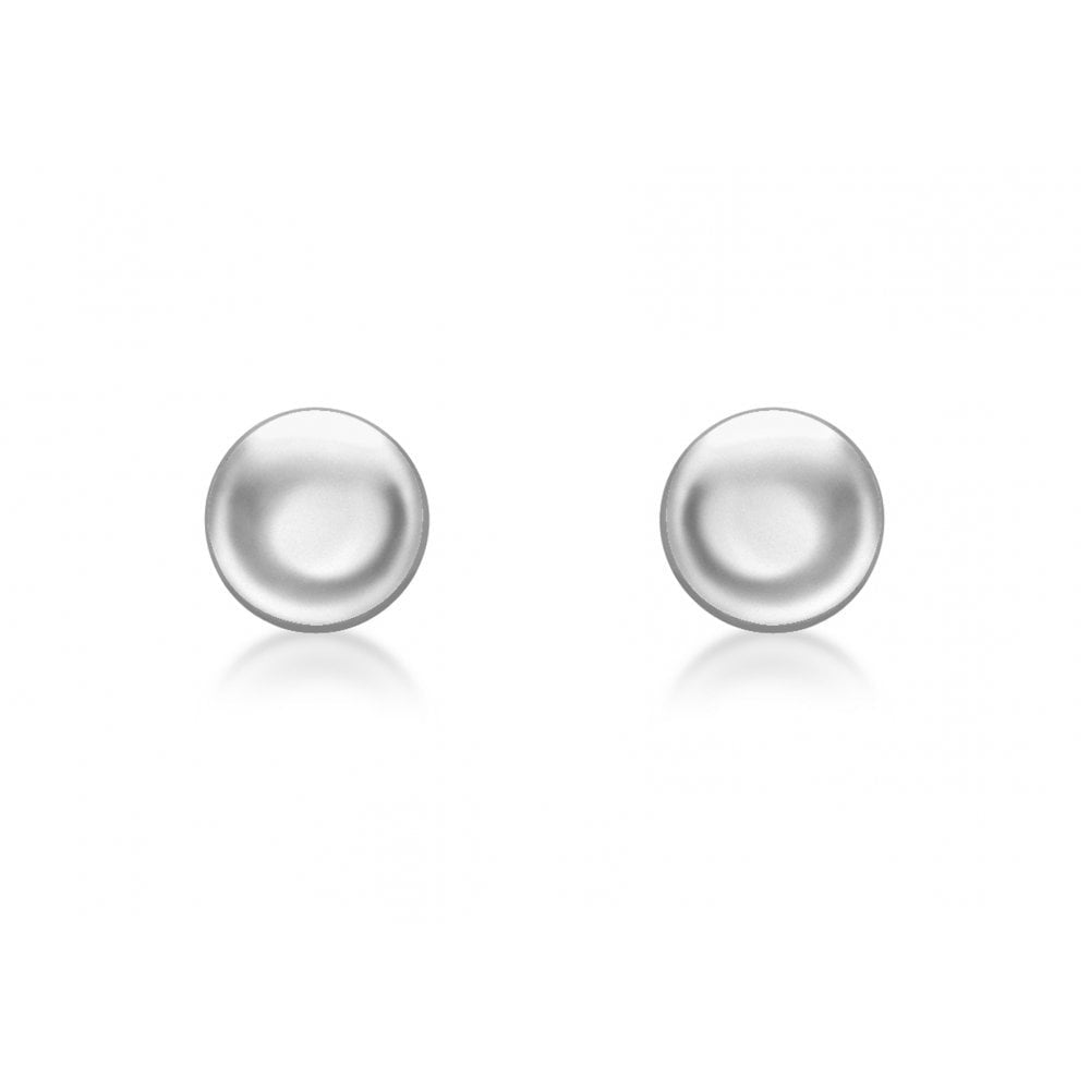 9CT WHITE GOLD 7MM BUTTON STUD EARRINGS