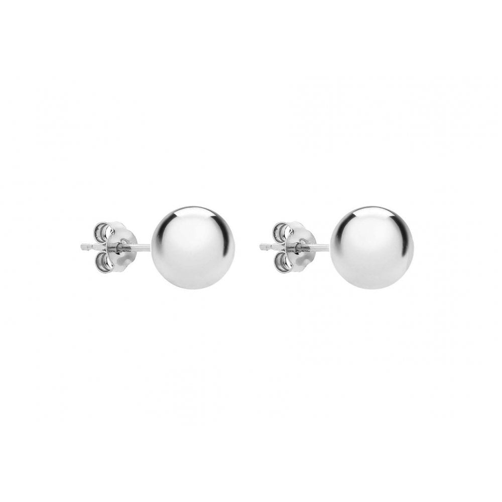 9CT WHITE GOLD 8MM BALL STUD EARRINGS