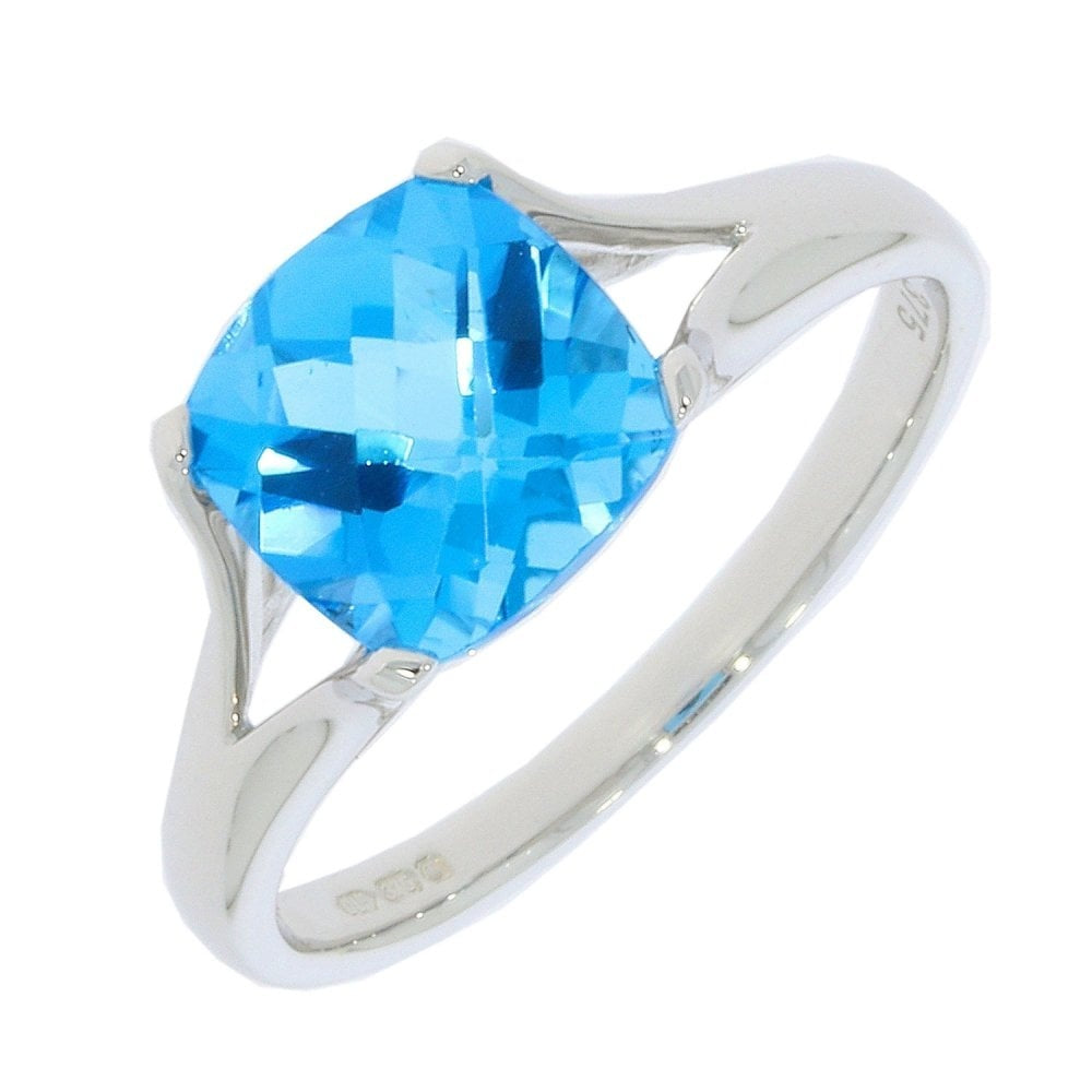 9CT WHITE GOLD BLUE TOPAZ RING