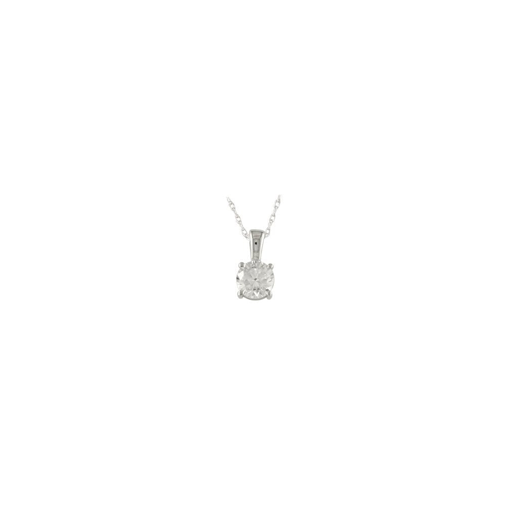 9CT WHITE GOLD CLAW SET CUBIC ZIRCONIA PENDANT WITH 18" 9CT WHITE GOLD CHAIN