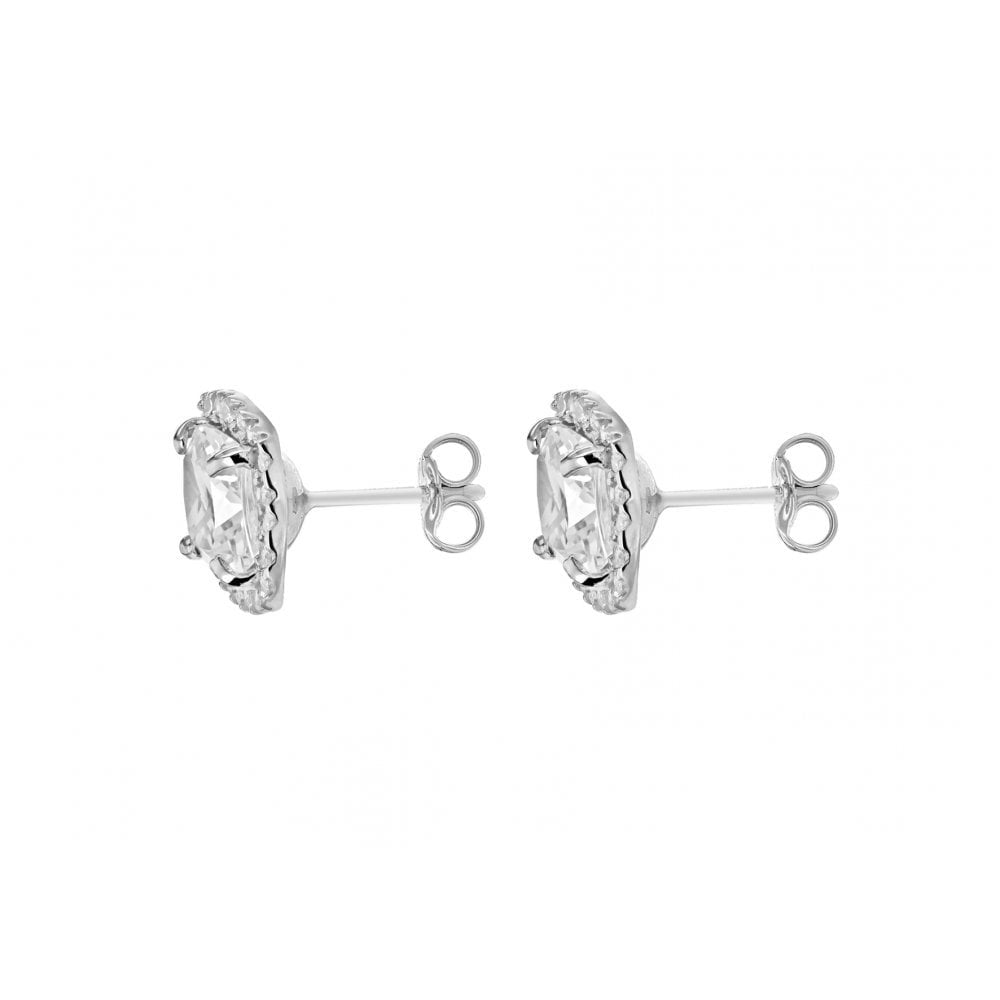 9CT WHITE GOLD CUSHION CZ 9MM X 9MM STUD EARRINGS