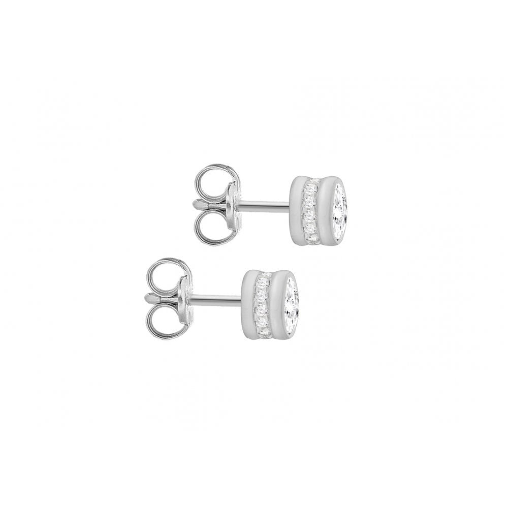 9CT WHITE GOLD CZ 5MM ROUND STUD EARRINGS