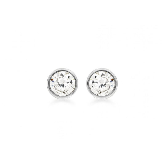 9CT WHITE GOLD CZ 5MM ROUND STUD EARRINGS