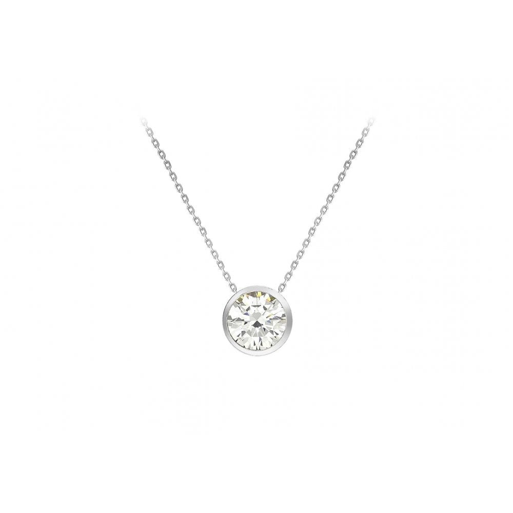 9CT WHITE GOLD CZ 6.7MM SLIDER ADJUSTABLE NECKLACE 41CM/16"- 46CM/18"
