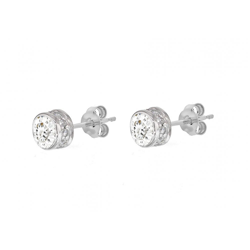 9CT WHITE GOLD CZ 6MM STUD EARRINGS