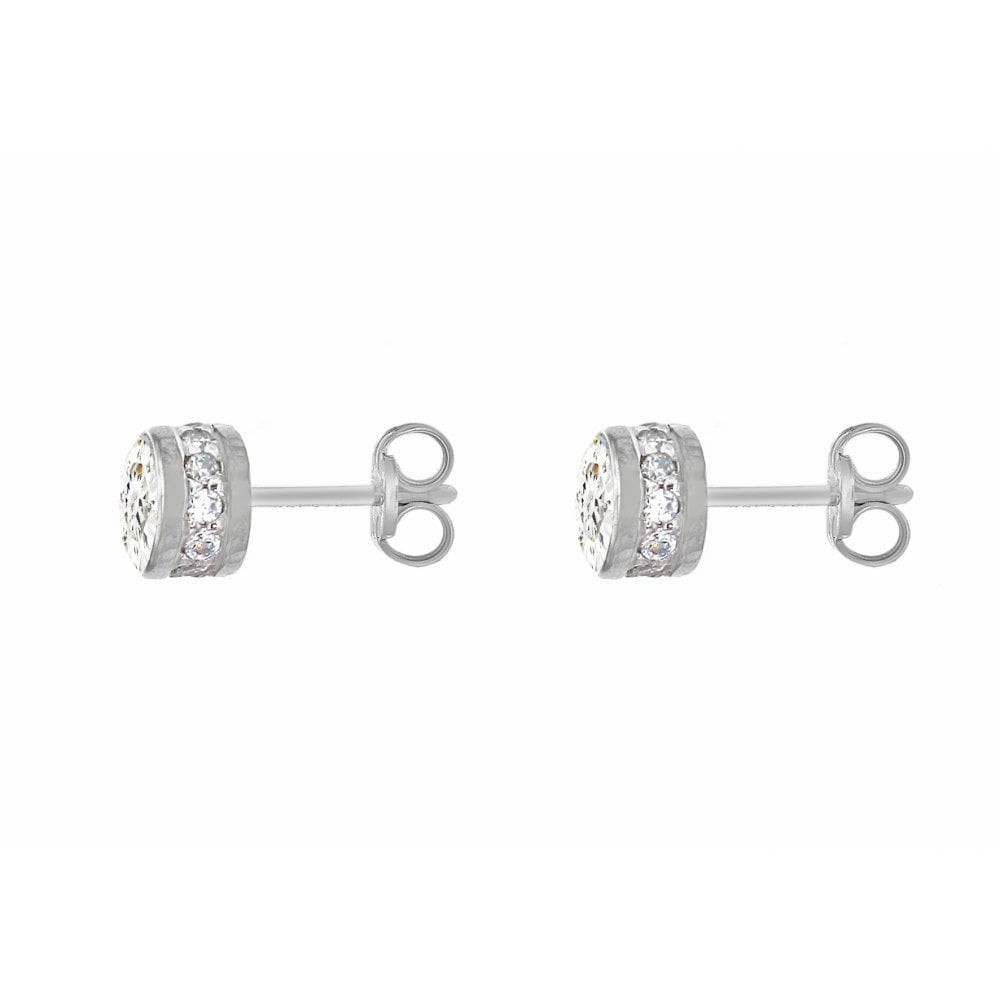9CT WHITE GOLD CZ 6MM STUD EARRINGS