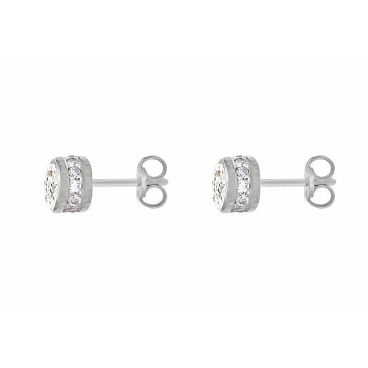 9CT WHITE GOLD CZ 6MM STUD EARRINGS