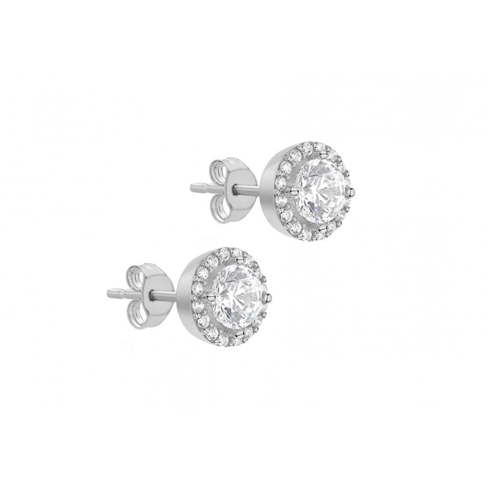 9CT WHITE GOLD CZ 7.7MM STUD EARRINGS