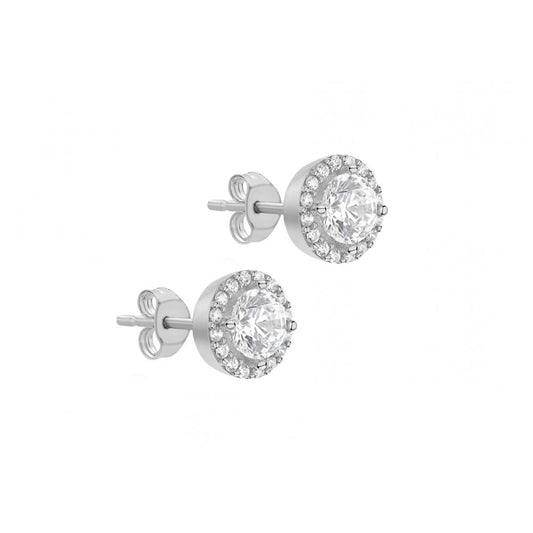 9CT WHITE GOLD CZ 7.7MM STUD EARRINGS