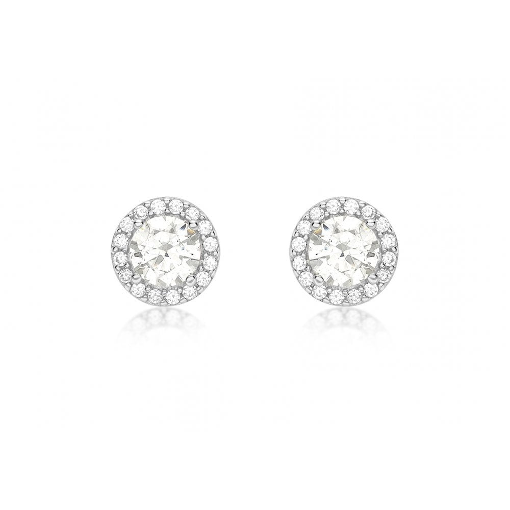 9CT WHITE GOLD CZ 7.7MM STUD EARRINGS