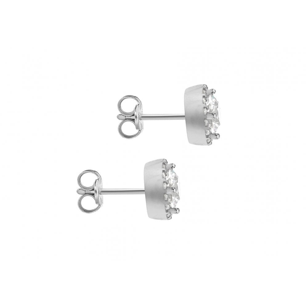 9CT WHITE GOLD CZ 7.7MM STUD EARRINGS