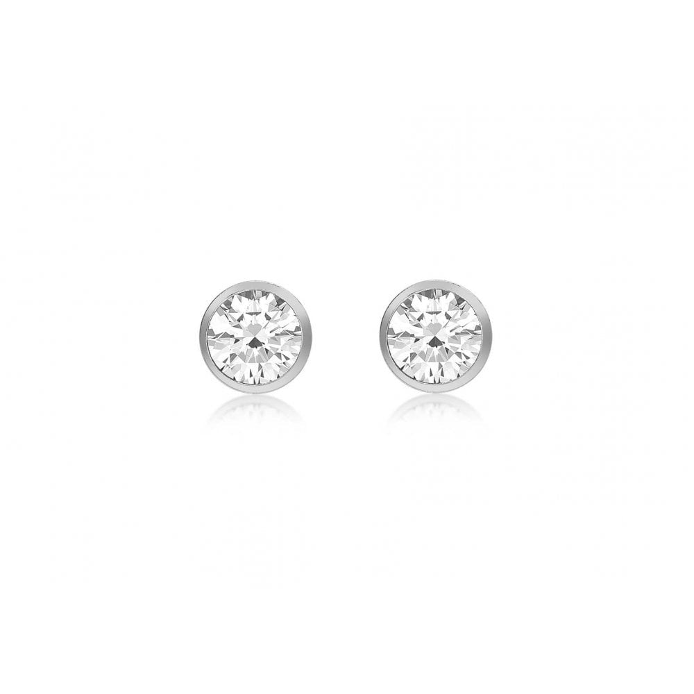 9CT WHITE GOLD CZ RUBOVER SET 5.8MM STUD EARRINGS