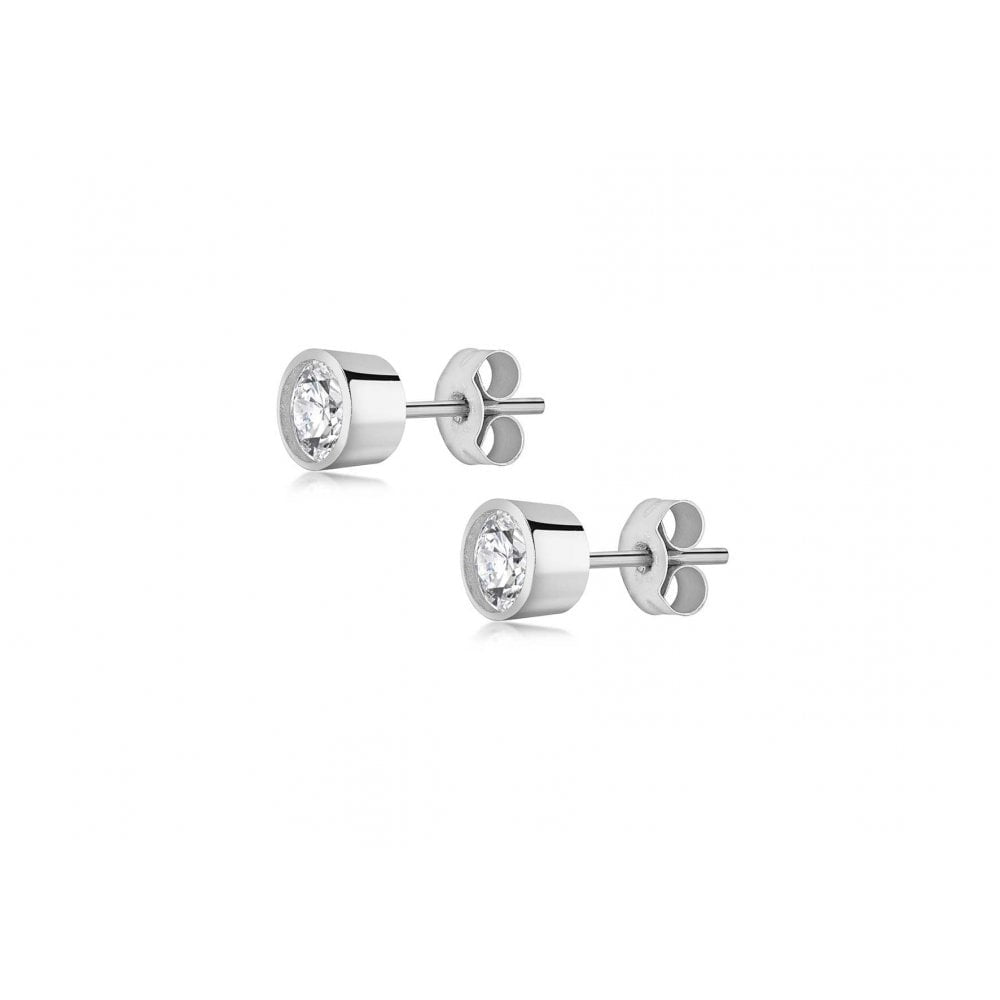 9CT WHITE GOLD CZ RUBOVER SET 5.8MM STUD EARRINGS
