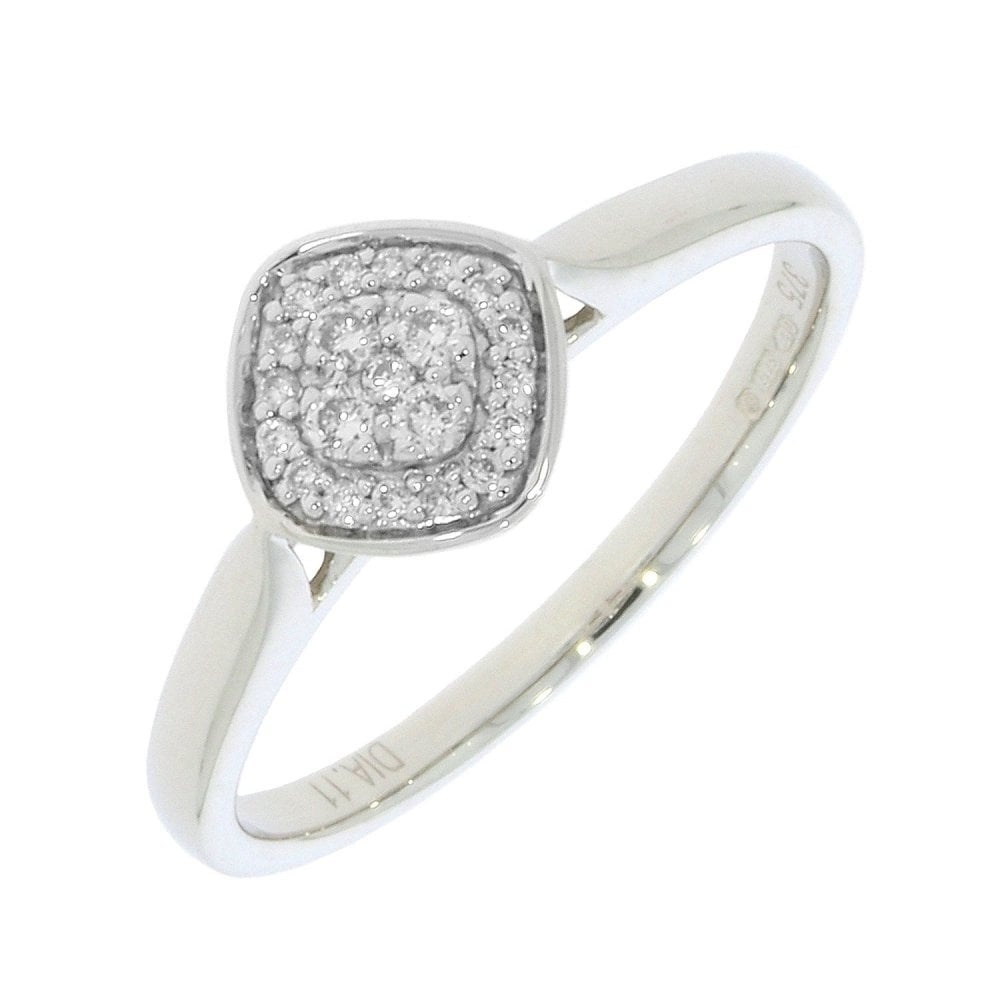 9CT WHITE GOLD DIAMOND SHAPED DIAMOND CLUSTER RING