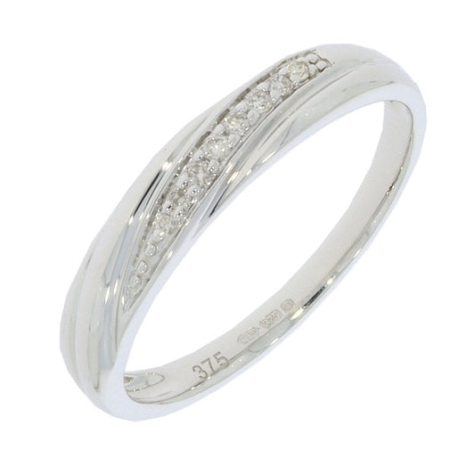 9CT WHITE GOLD DIAMOND TWIST BAND WITH 0.06CT DIAMOND