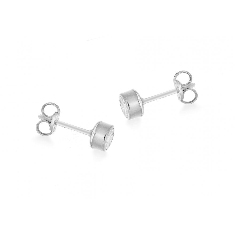9CT WHITE GOLD ROUND CZ 5MM STUD EARRINGS