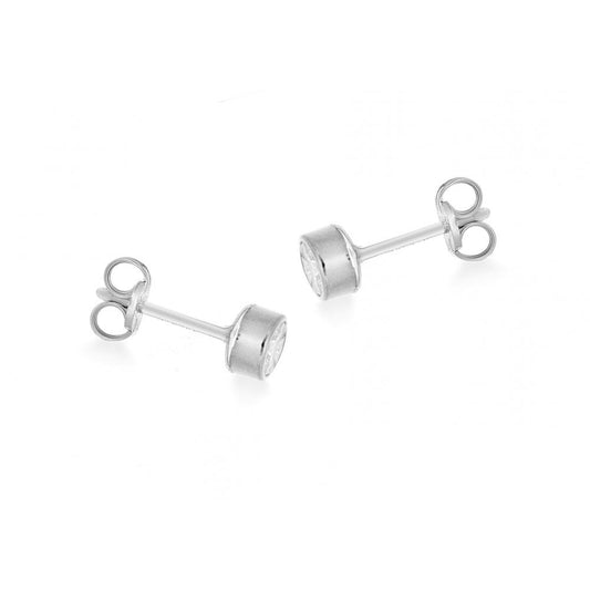 9CT WHITE GOLD ROUND CZ 5MM STUD EARRINGS
