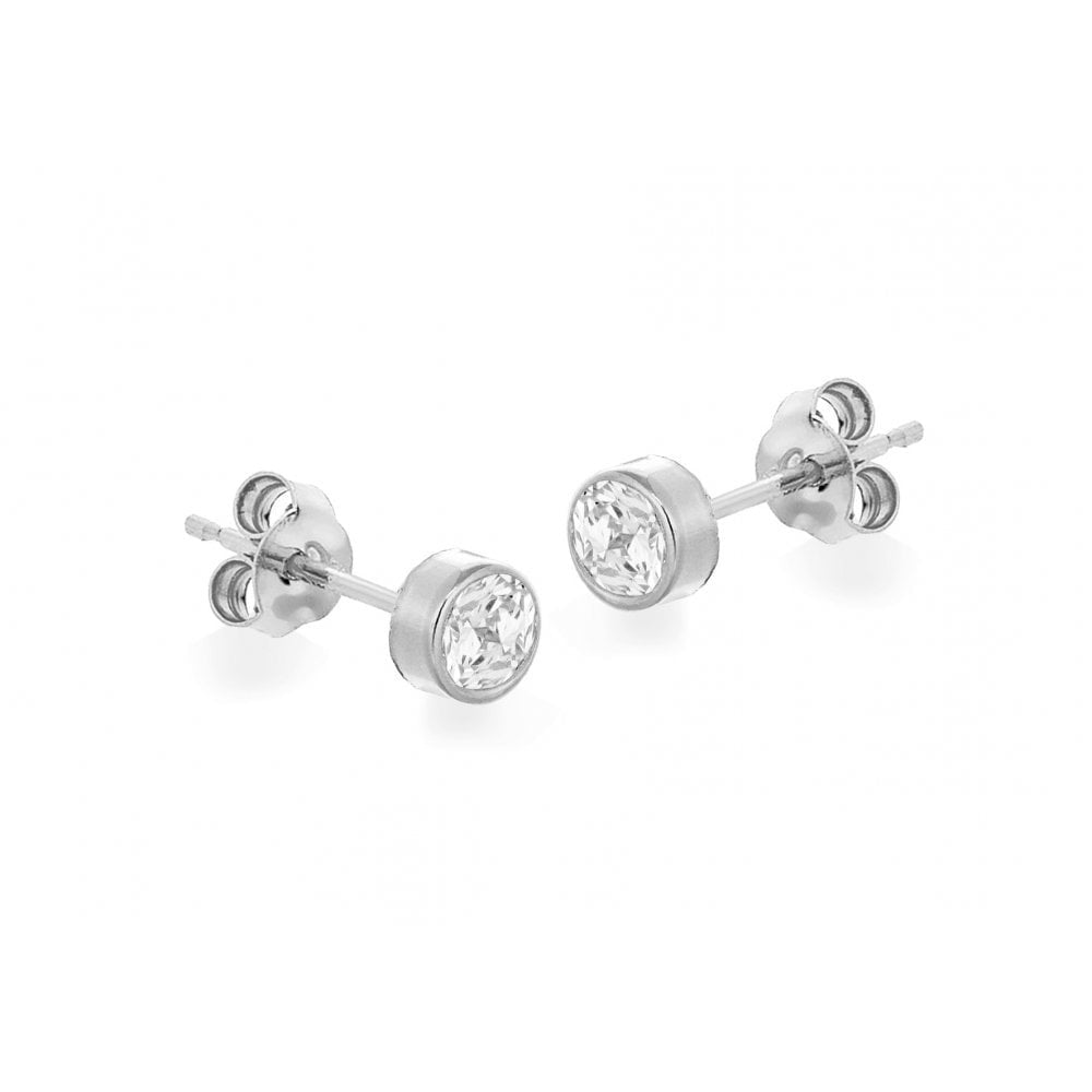 9CT WHITE GOLD ROUND CZ 5MM STUD EARRINGS