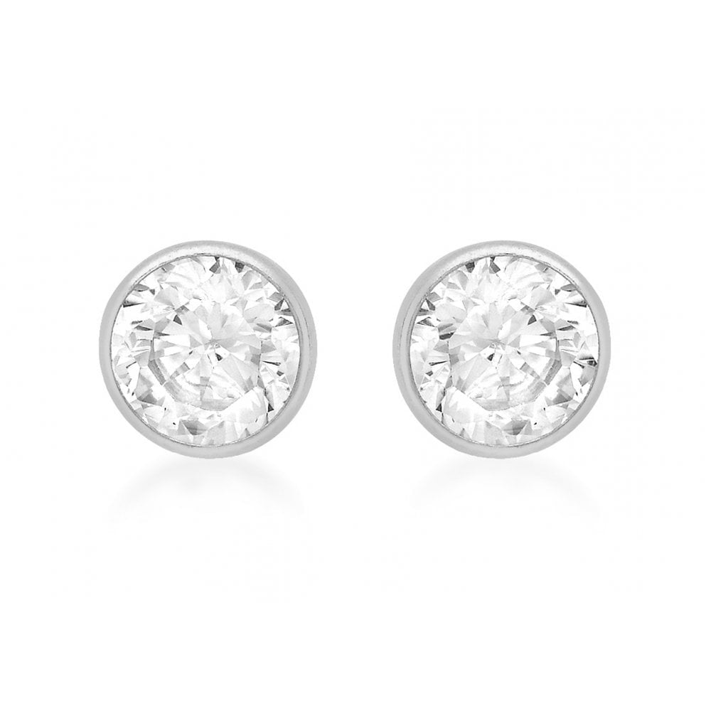9CT WHITE GOLD ROUND CZ 5MM STUD EARRINGS