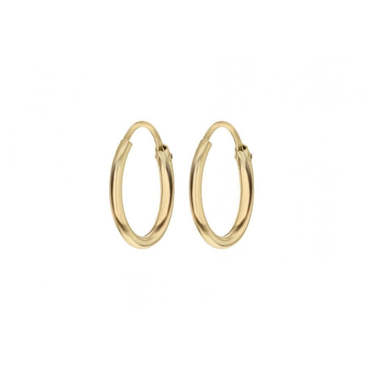 9CT YELLOW GOLD 1.2MM PLAIN 10.5MM SLEEPER HOOP EARRINGS