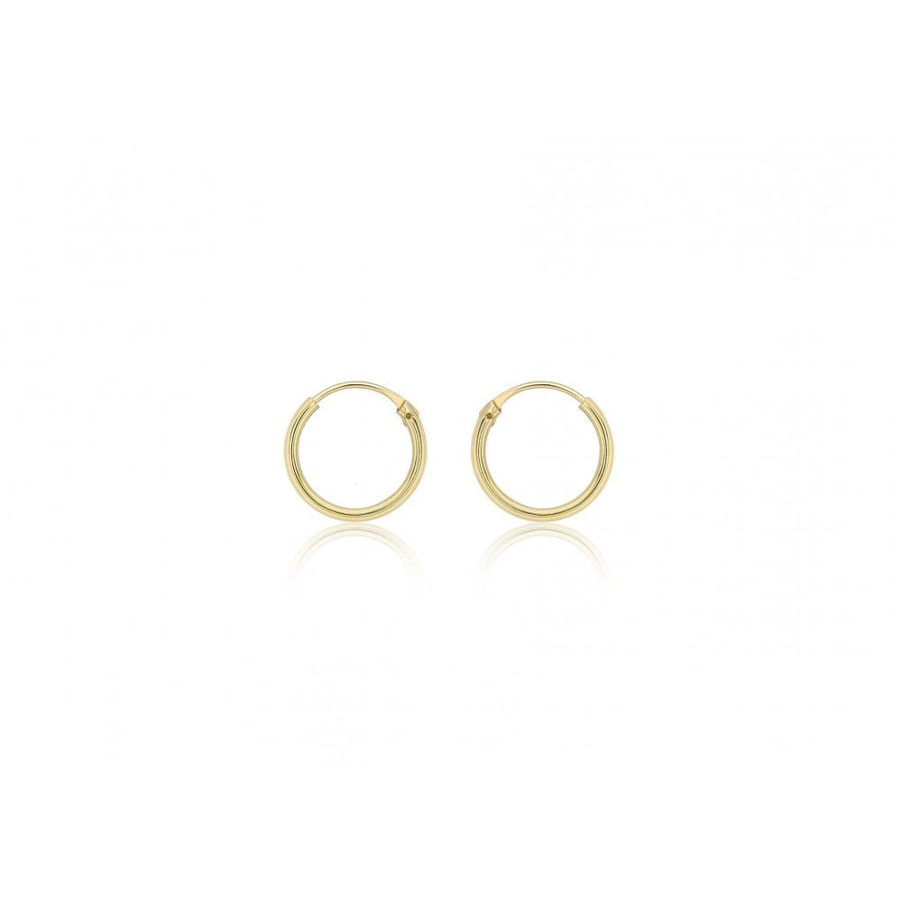 9CT YELLOW GOLD 1.2MM PLAIN 10.5MM SLEEPER HOOP EARRINGS