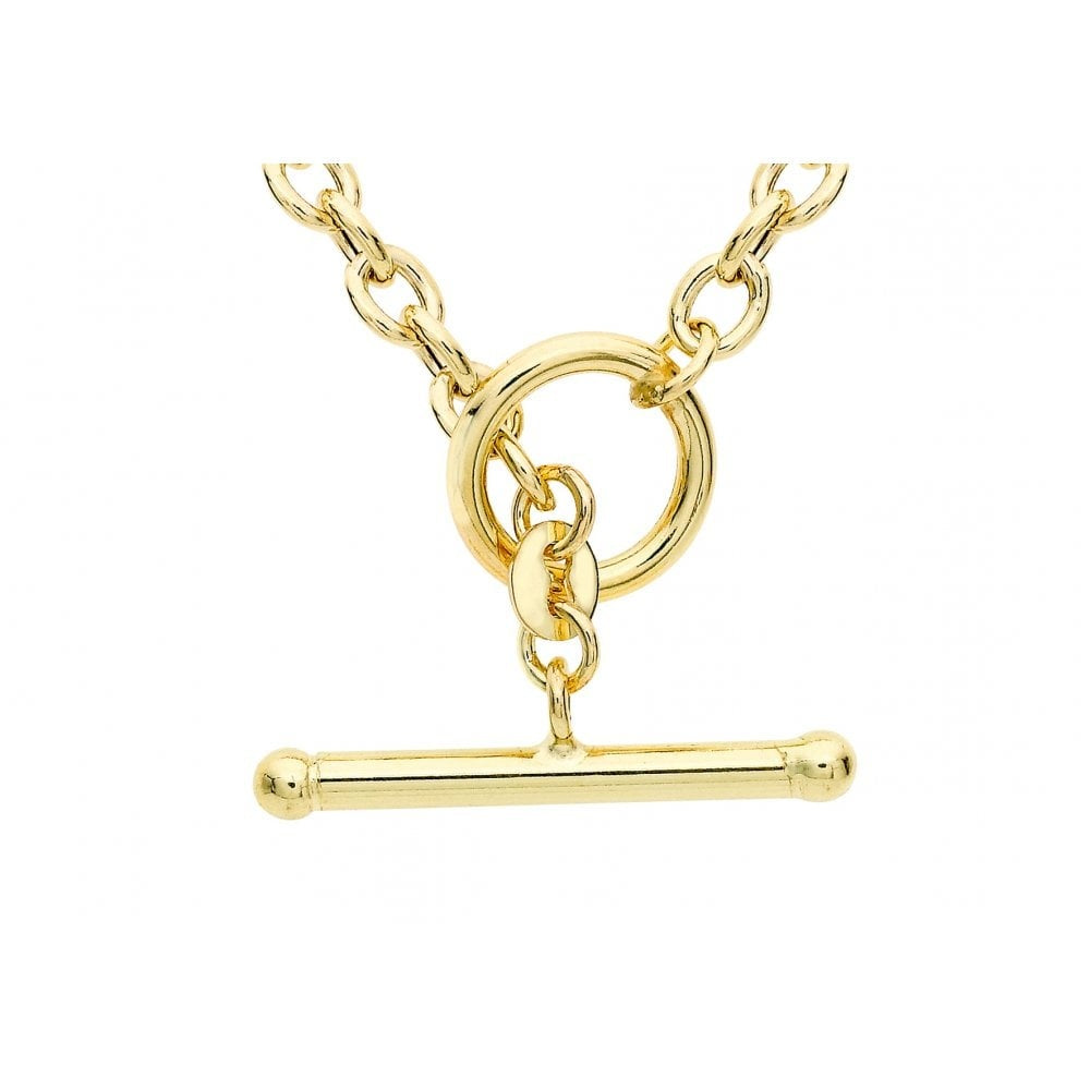 9CT YELLOW GOLD 100 T-BAR OVAL BELCHER CHAIN 43CM/17"