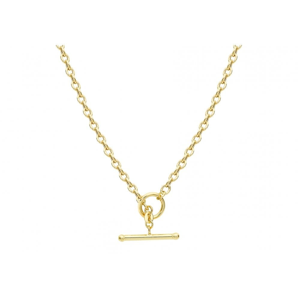 9CT YELLOW GOLD 100 T-BAR OVAL BELCHER CHAIN 43CM/17"