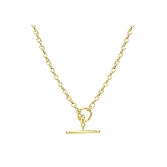 9CT YELLOW GOLD 100 T-BAR OVAL BELCHER CHAIN 43CM/17"